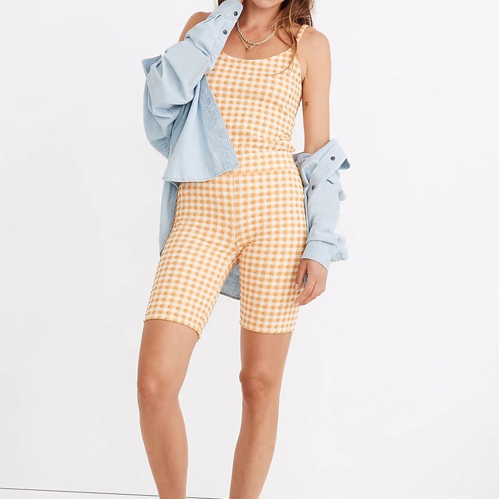 NWT Madewell Gingham Jacquard Biker Shorts Small